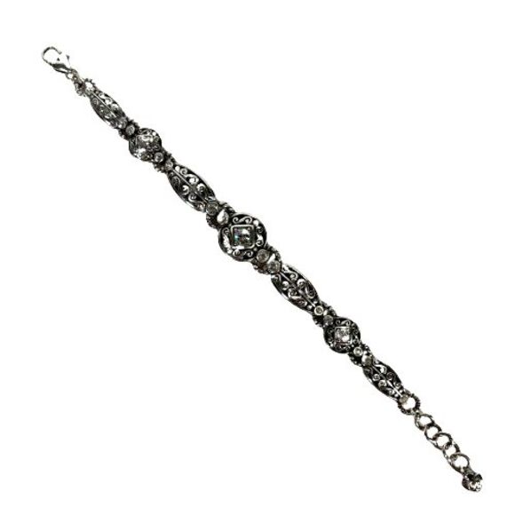BRIGHTON Deco Lace Bracelet Silver Plated w/Cubic Zirconia Stones/ Rhinestones - Picture 16 of 16
